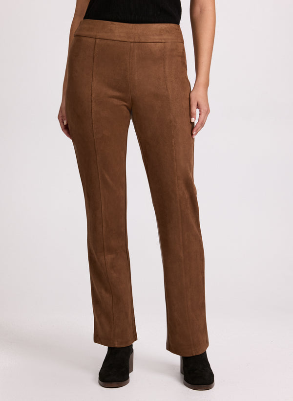 laura Faux Suede Straight-Leg Pants