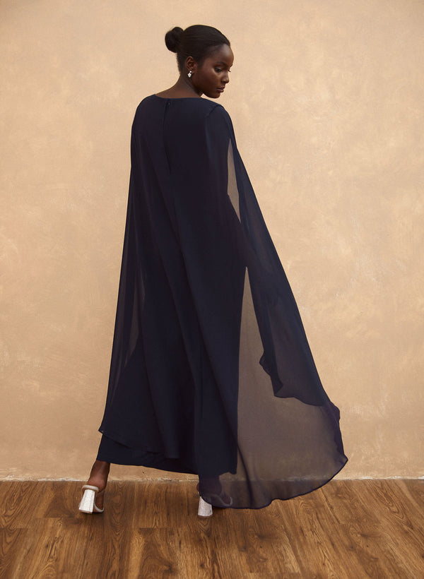 Laura Faux Wrap Cape Dress