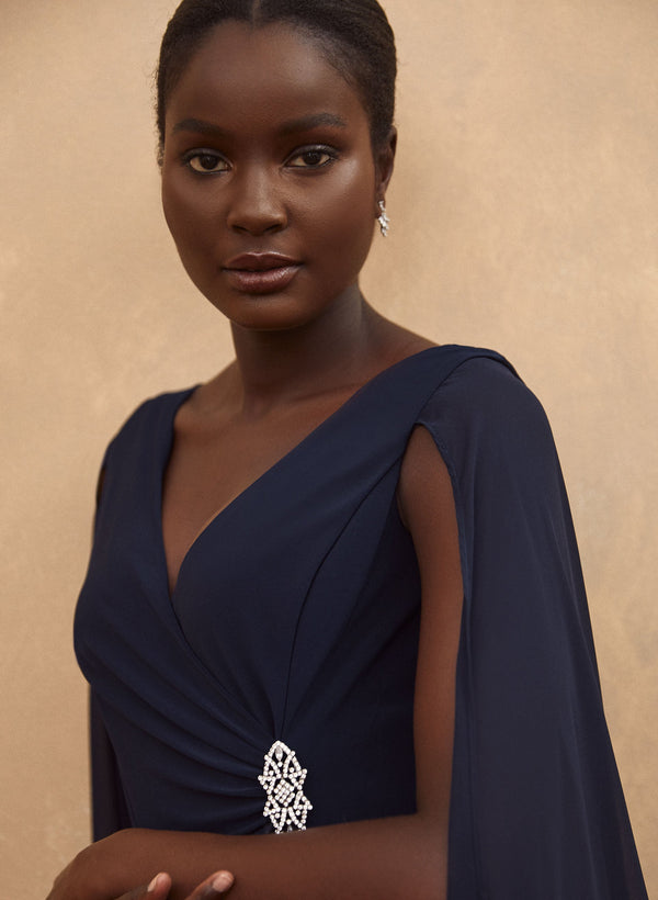 Laura Faux Wrap Cape Dress