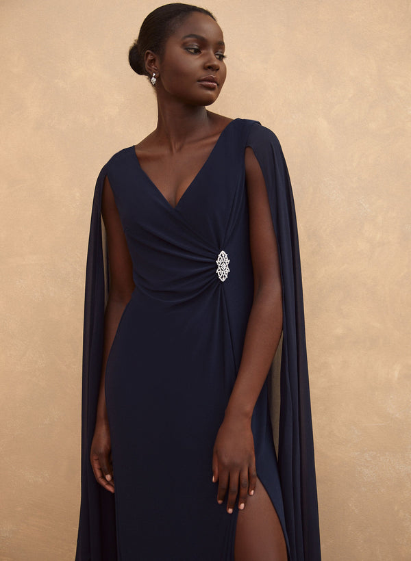 Laura Faux Wrap Cape Dress