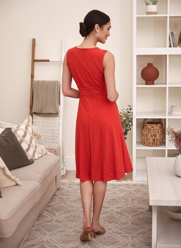 Laura Fit & Flare Eyelet Dress