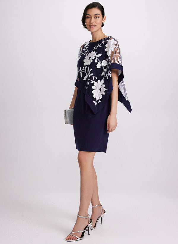 Laura Floral Capelet Sheath Dress