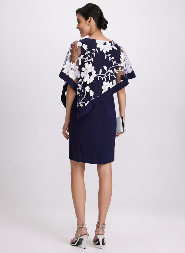 Laura Floral Capelet Sheath Dress