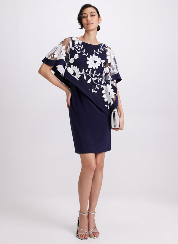 laura Floral Capelet Sheath Dress