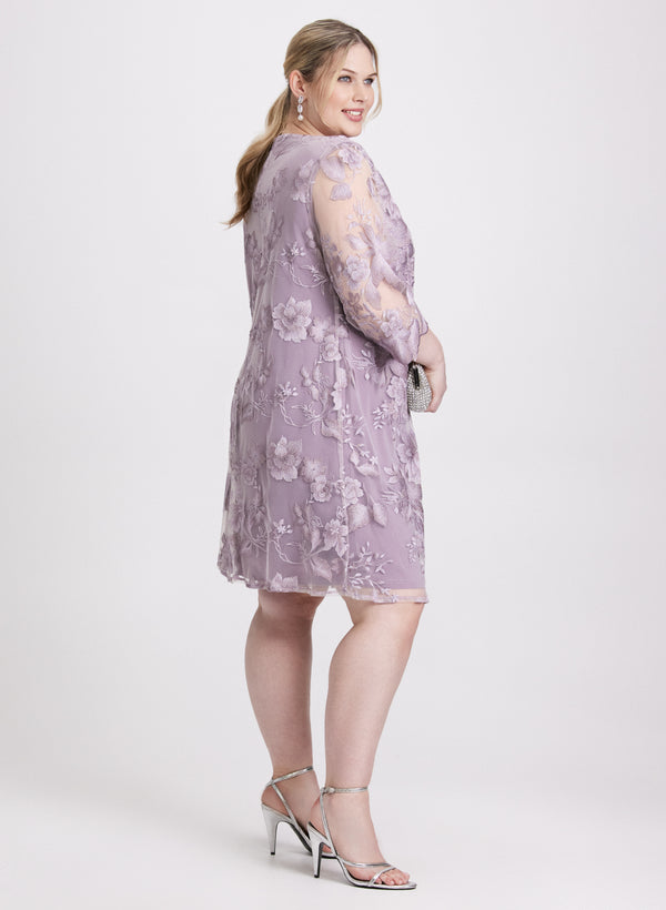Laura Floral Embroidered Illusion Dress