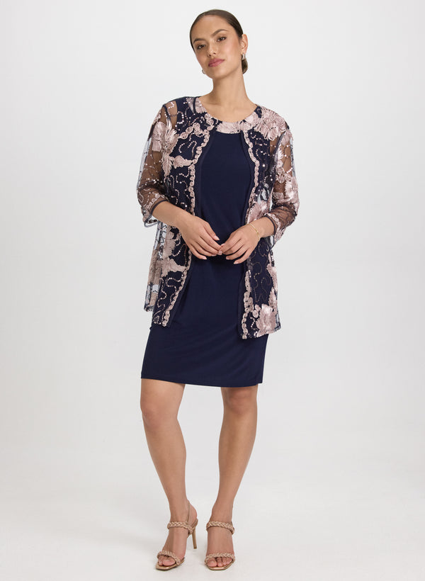 laura Floral Embroidered Jacket & Dress Set