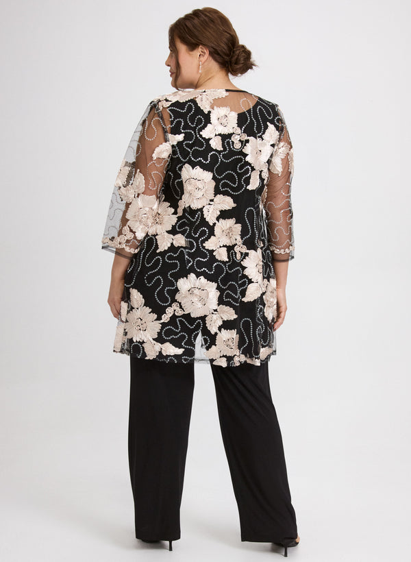 Laura Floral Embroidered Jacket Top & Pants Set