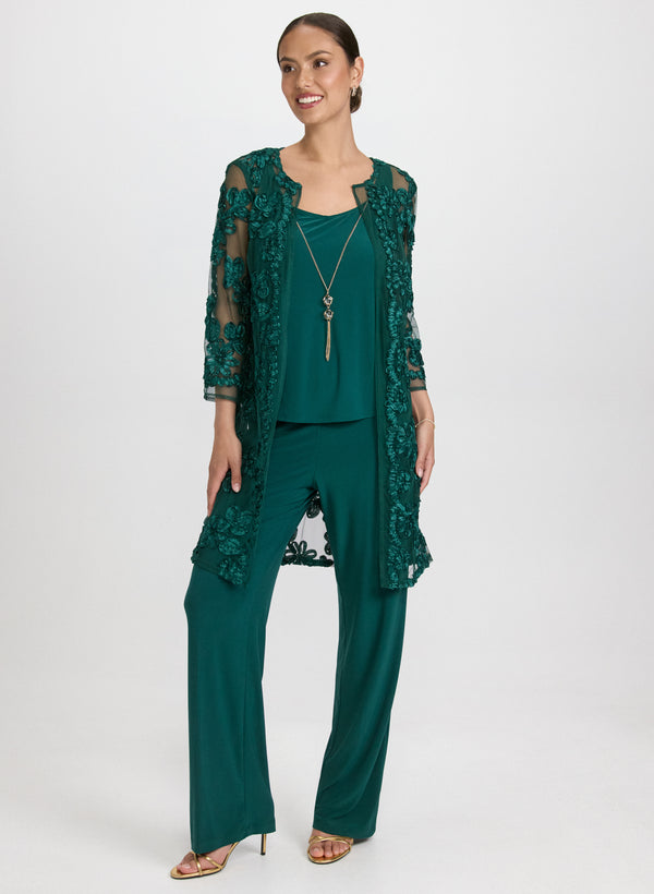 laura Floral Embroidered Jacket Top & Pants Set