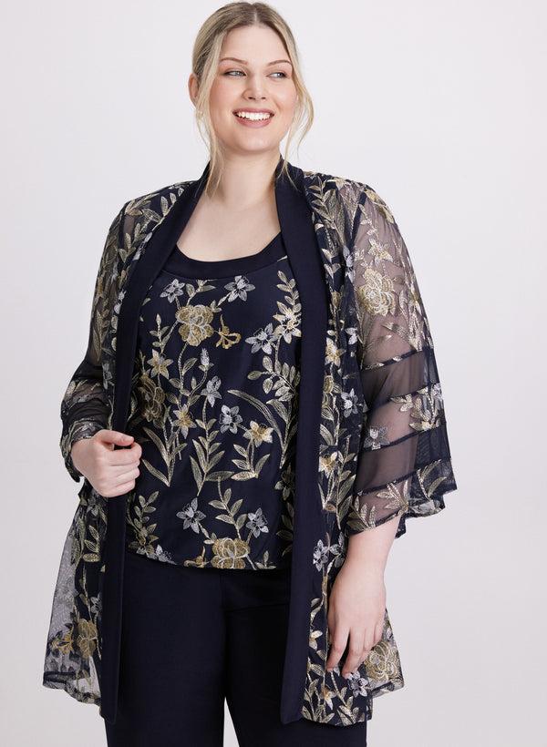 Laura Floral Embroidered Jacket Top & Pants Set