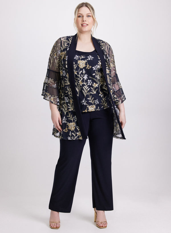 Laura Floral Embroidered Jacket Top & Pants Set