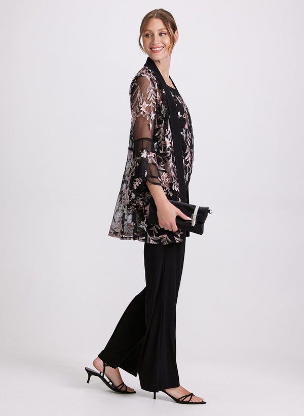 Laura Floral Embroidered Jacket Top & Pants Set
