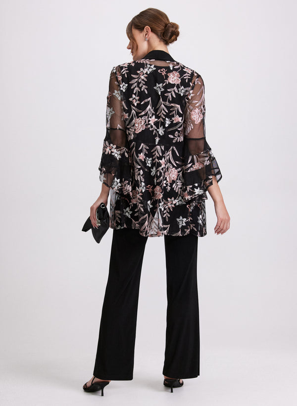 Laura Floral Embroidered Jacket Top & Pants Set