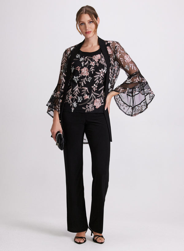 laura Floral Embroidered Jacket Top & Pants Set