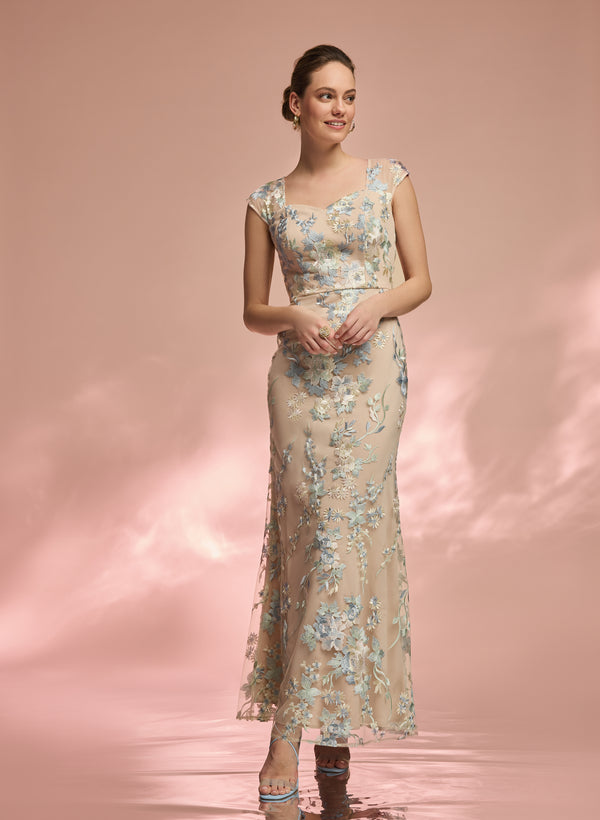 Laura Floral Embroidered Tulle Dress