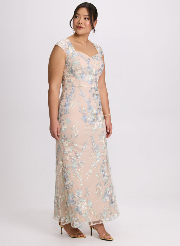 Laura Floral Embroidered Tulle Dress