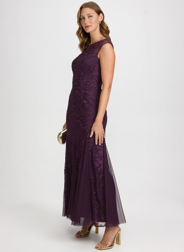 Laura Floral Embroidered Tulle Dress