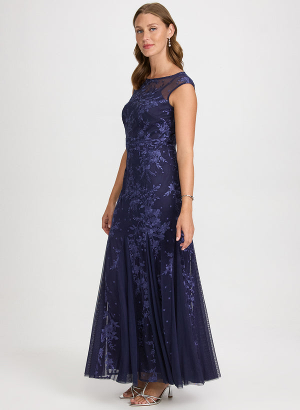 Laura Floral Embroidered Tulle Dress