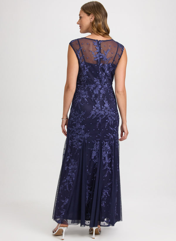 Laura Floral Embroidered Tulle Dress