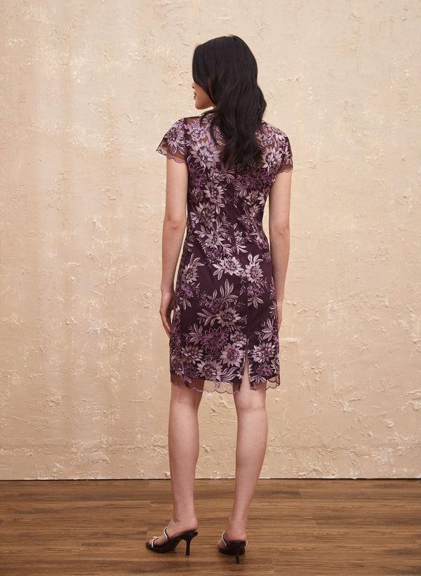 Laura Floral Embroidery & Mesh Dress