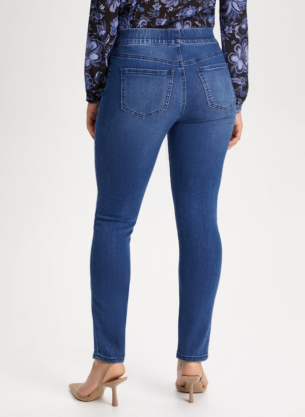 Laura Floral Embroidery Pull-On Jeans