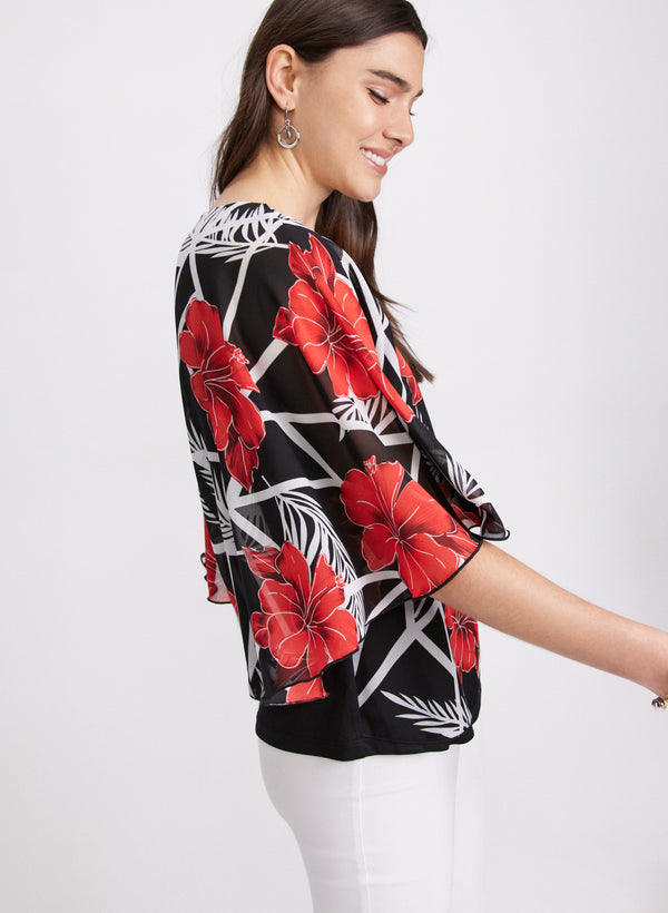 Laura Floral Flare Sleeve Top