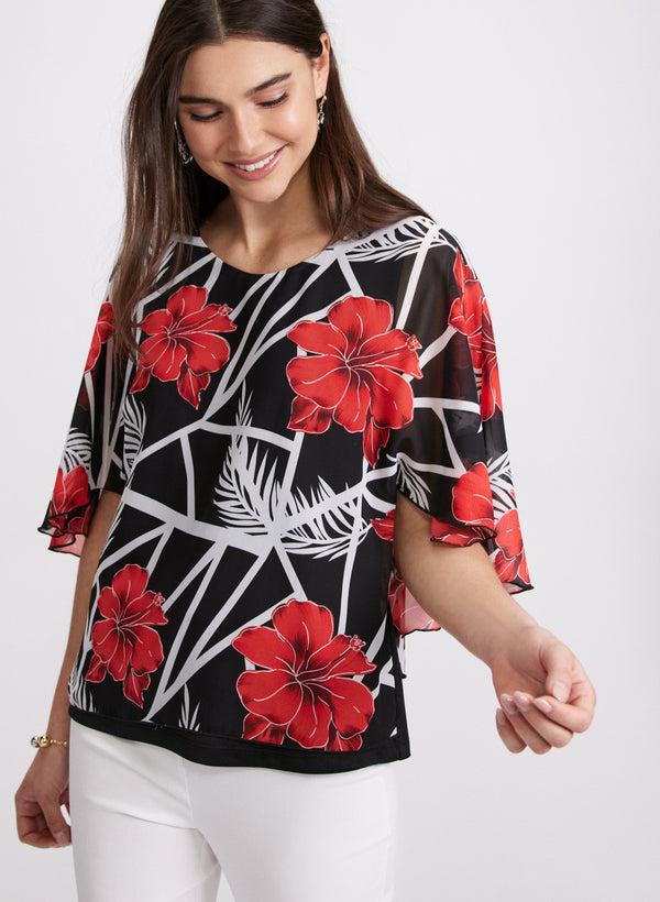 laura Floral Flare Sleeve Top