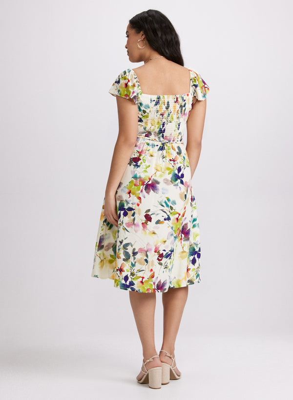 Laura Floral Flutter Sleeve Dress