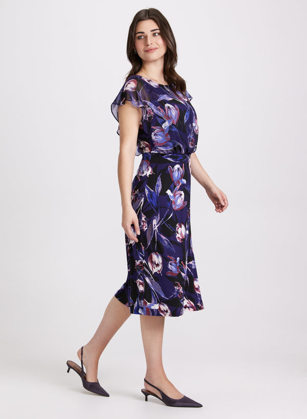 Laura Floral Flutter Sleeve Dress