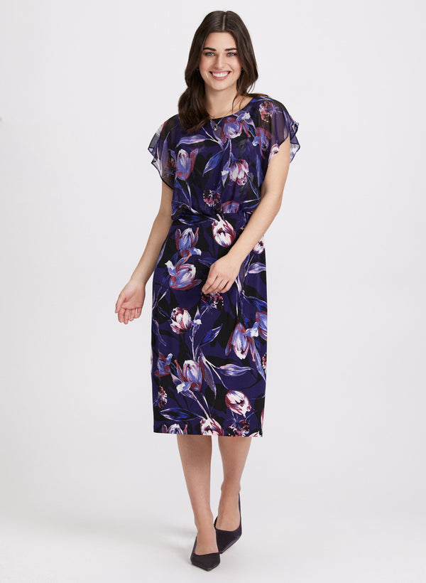 laura Floral Flutter Sleeve Dress