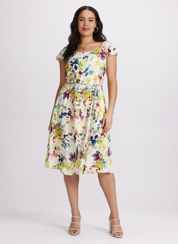 laura Floral Flutter Sleeve Dress