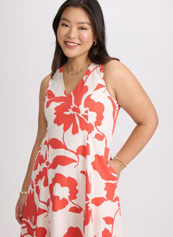 Laura Floral Linen-Blend Dress
