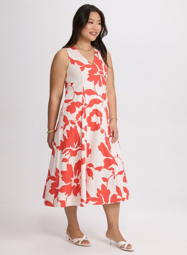 Laura Floral Linen-Blend Dress