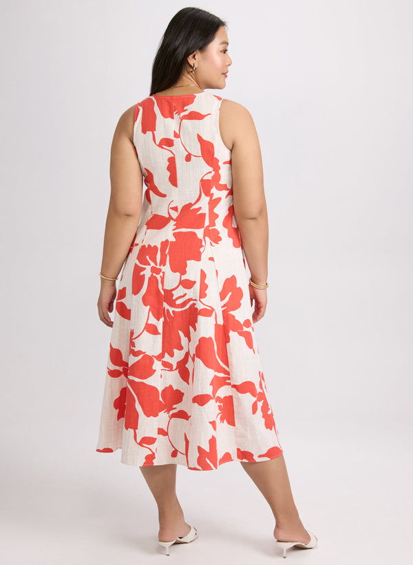 Laura Floral Linen-Blend Dress