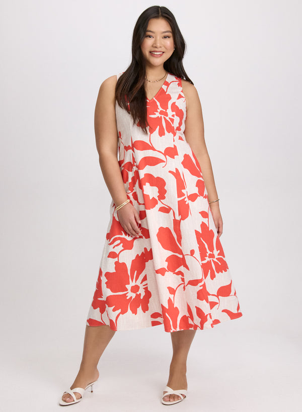 laura Floral Linen-Blend Dress