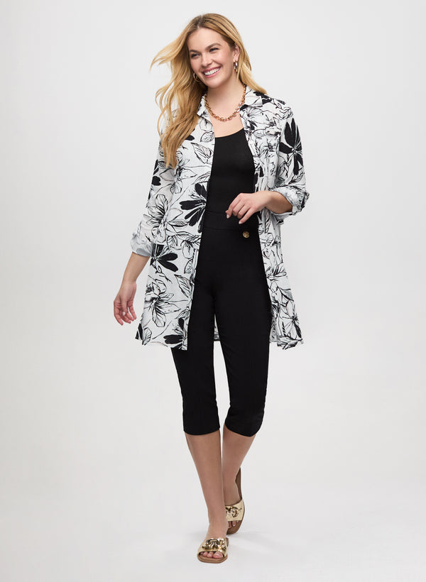 Laura Floral Linen-Blend Tunic Blouse