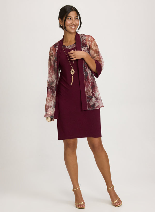 laura Floral Mesh Jacket & Dress Set