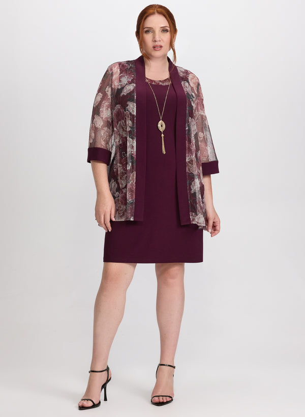 laura Floral Mesh Jacket & Dress Set