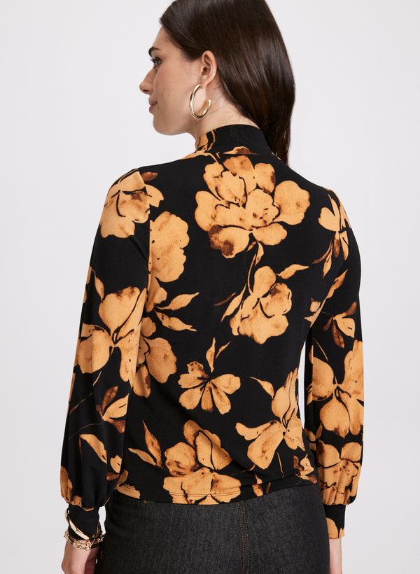 Laura Floral Mock Neck Top