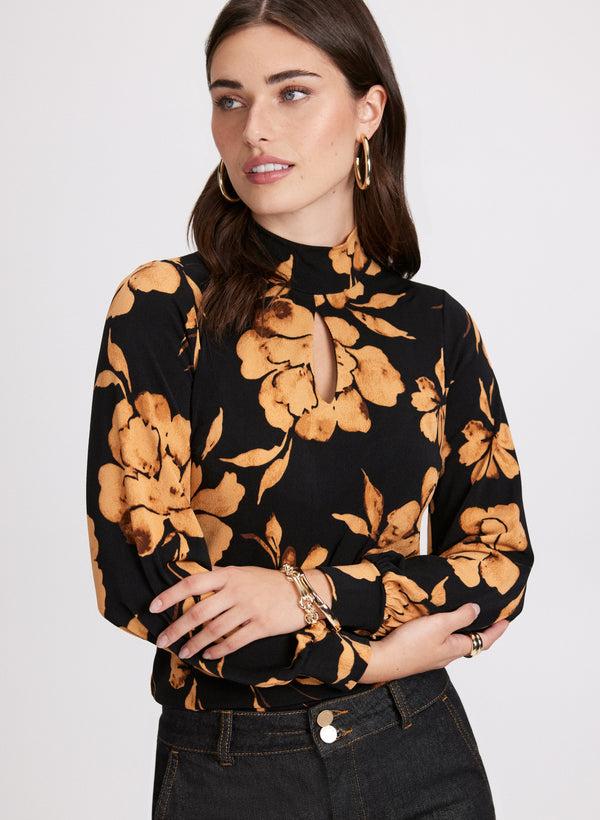 laura Floral Mock Neck Top