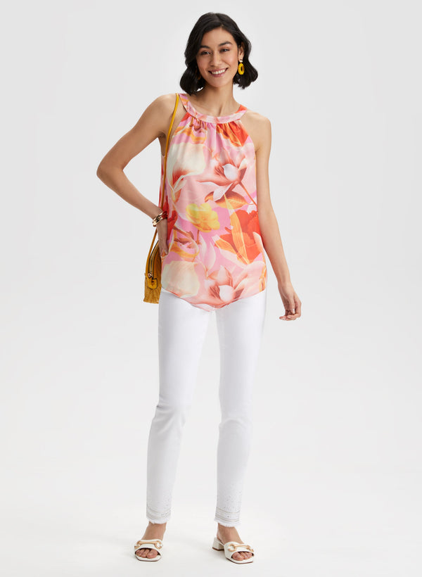 Laura Floral Motif Halter Neck Top