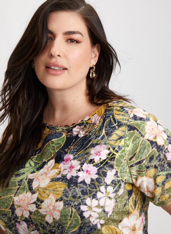 Laura Floral Openwork Detail T-Shirt