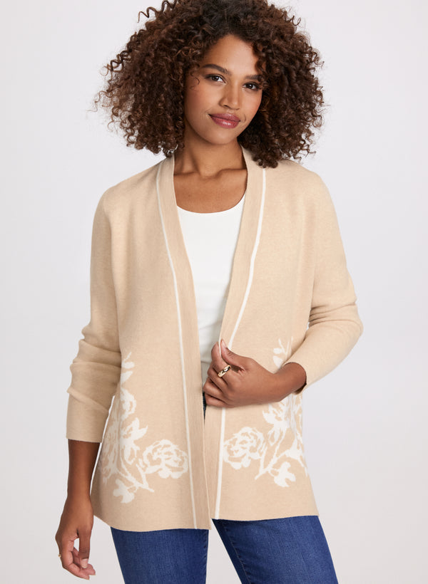 Laura Floral Pattern Open Front Cardigan