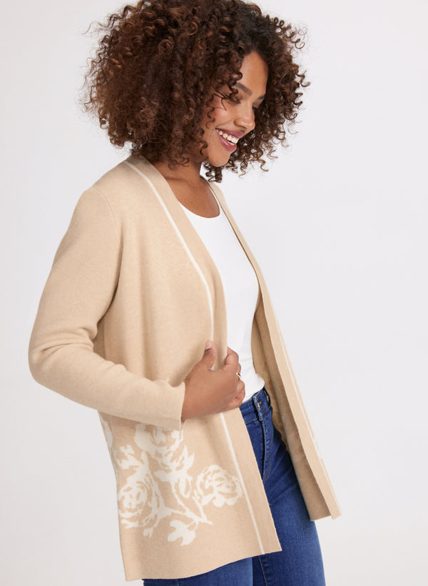laura Floral Pattern Open Front Cardigan