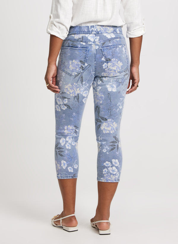 Laura Floral Pattern Pull-On Jeans