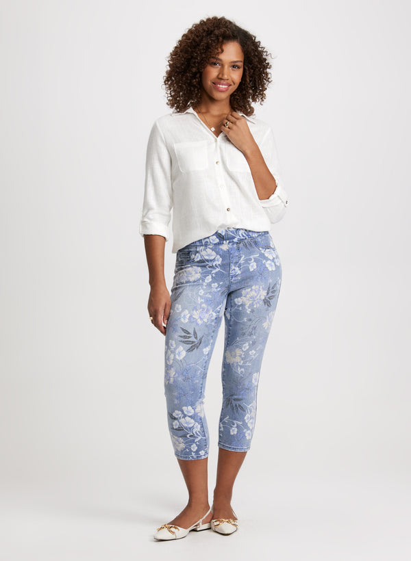 Laura Floral Pattern Pull-On Jeans