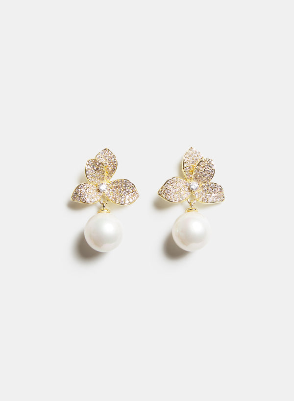 laura Floral Pearl Drop Earrings