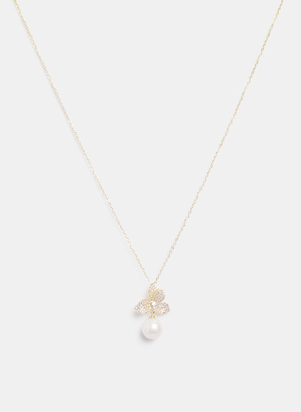 laura Floral Pearl Drop Necklace