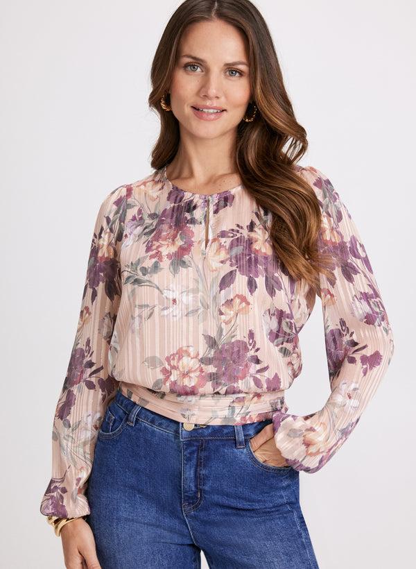 Laura Floral Pleated Hem Blouse