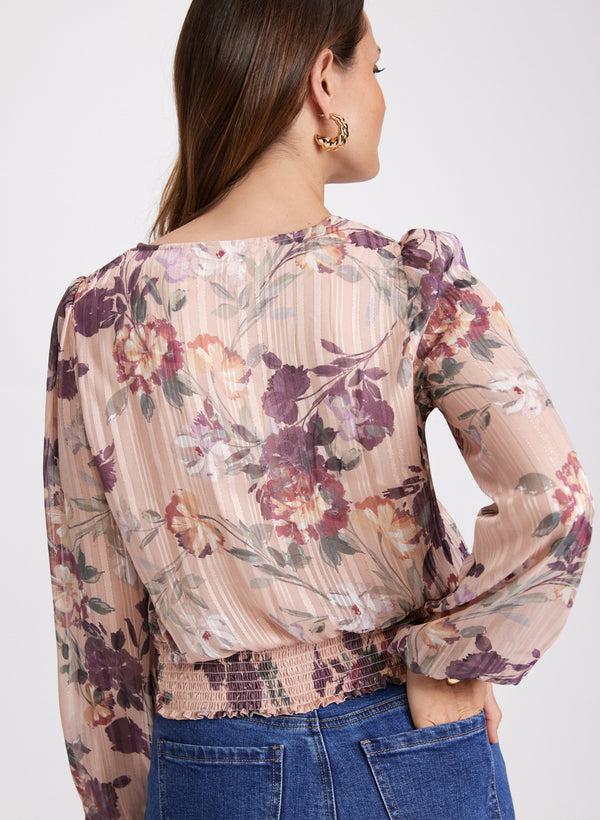 Laura Floral Pleated Hem Blouse