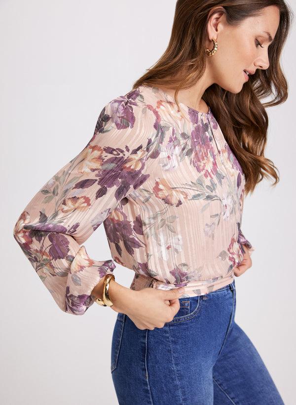 laura Floral Pleated Hem Blouse